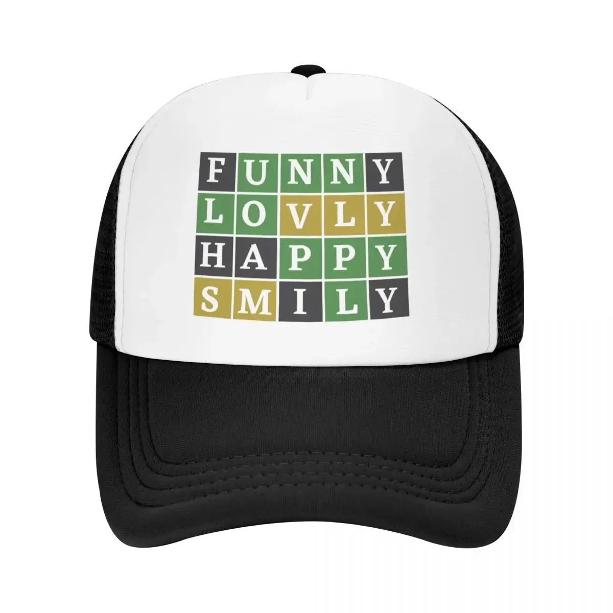 Learn happiness through Wordle Puzzle Game -Enjoy, Lovly, Happy, Smily Baseball Cap derby hat funny hat Woman Hats Men's