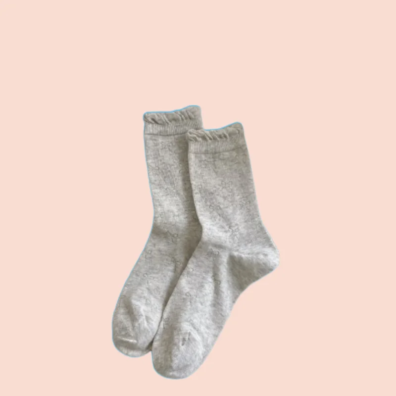 1/3 Pairs Bubble Mouth Hollow Bowknot Boneless Fresh Cotton Socks Breathable Solid Color Simple Socks All-match Stacked Socks