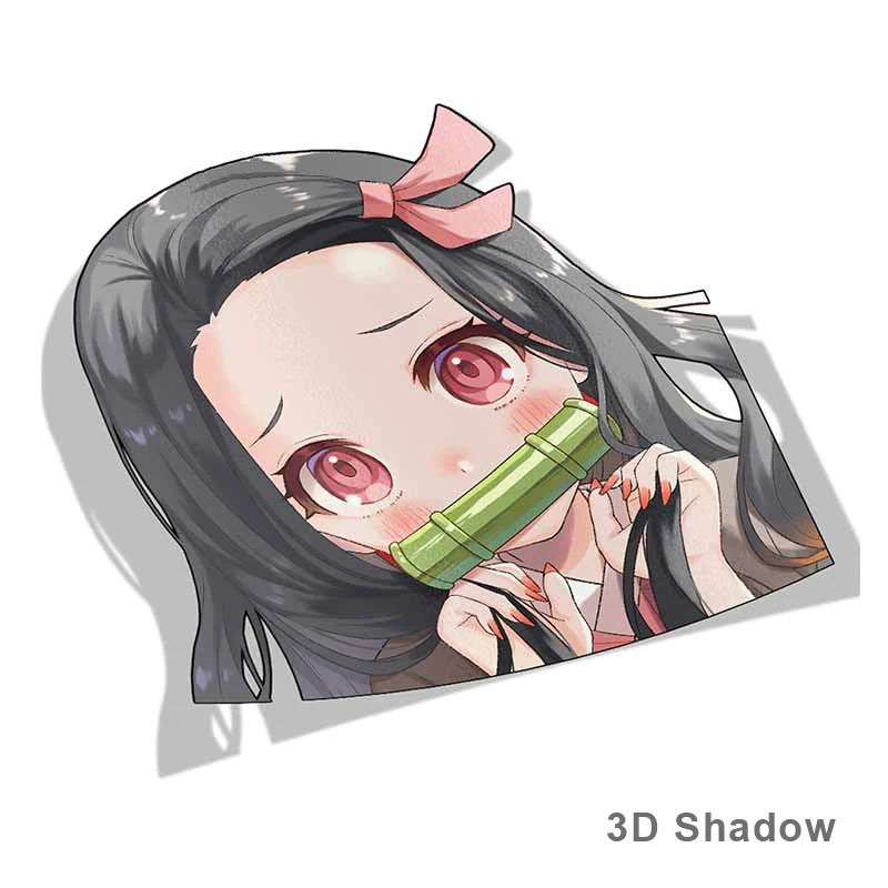 ملحقات خارجية 13/17 سم ملصقات كرتونية للسيارات Nezuko Kamado شيطان القاتل Peeker ملصقات من الفينيل بتصميم كبير الرأس k74