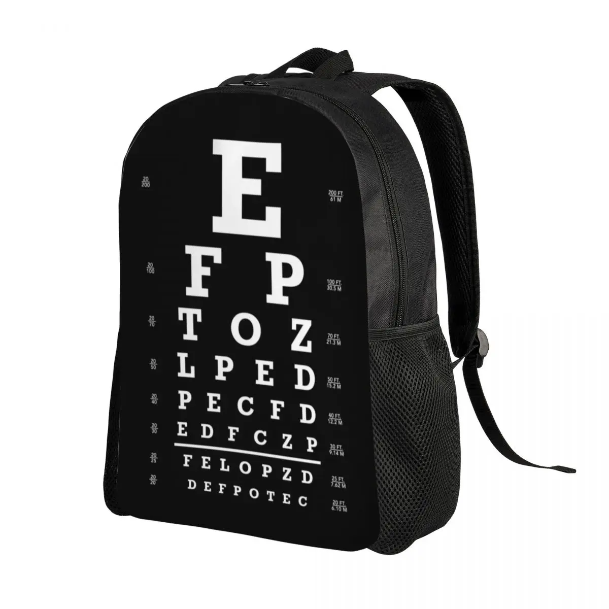 Mochila con gráfico de ojos Snellen para hombres y mujeres, resistente al agua, para escuela, universidad, optometrista, bolsa de examen de ojos, mochilas con estampado