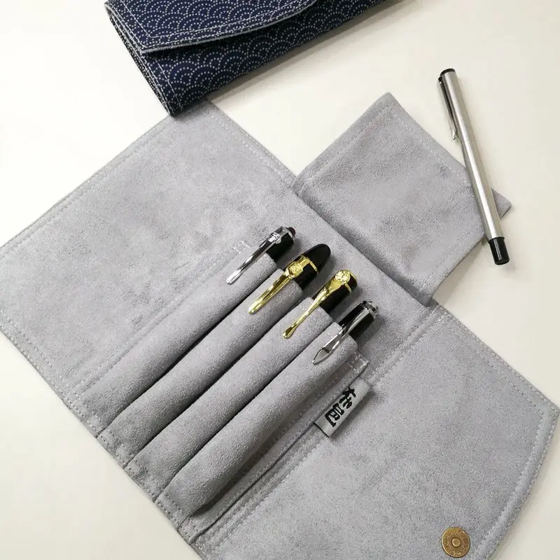 China Wind Pen Set 4 Pen Bag Curtain Pen Case Magnetic Buckle Pocket Pen Bag Pen Pocket Portable