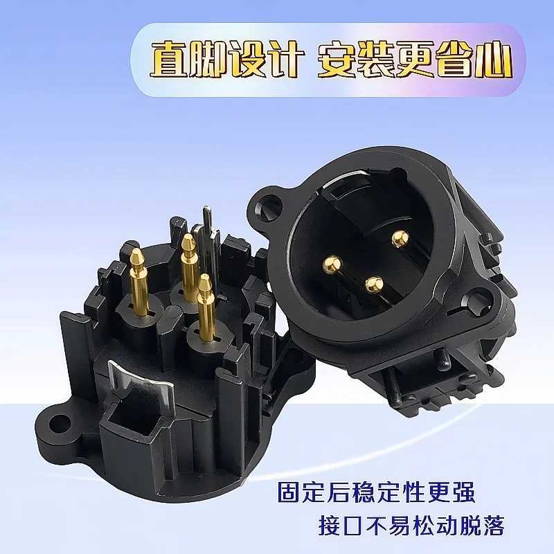 1PCS XLR wire connector, 3pins, male plug wire connector+panel mount type, with protecting cover, for Audio/Video