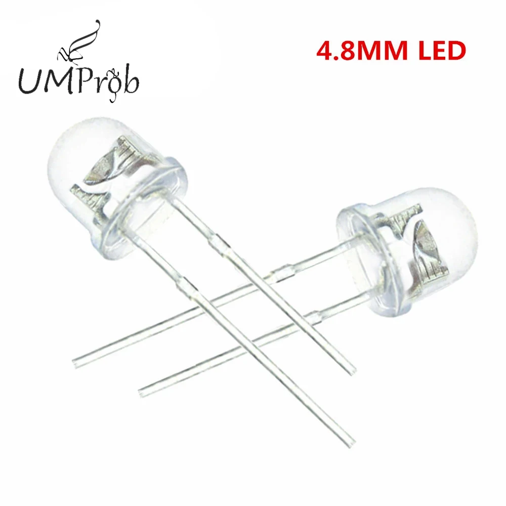 Hesai-Diodes électroluminescentes LED grand angle ultra lumineuses, chapeau de paille, eau claire, blanc, 5mm, 4.8mm