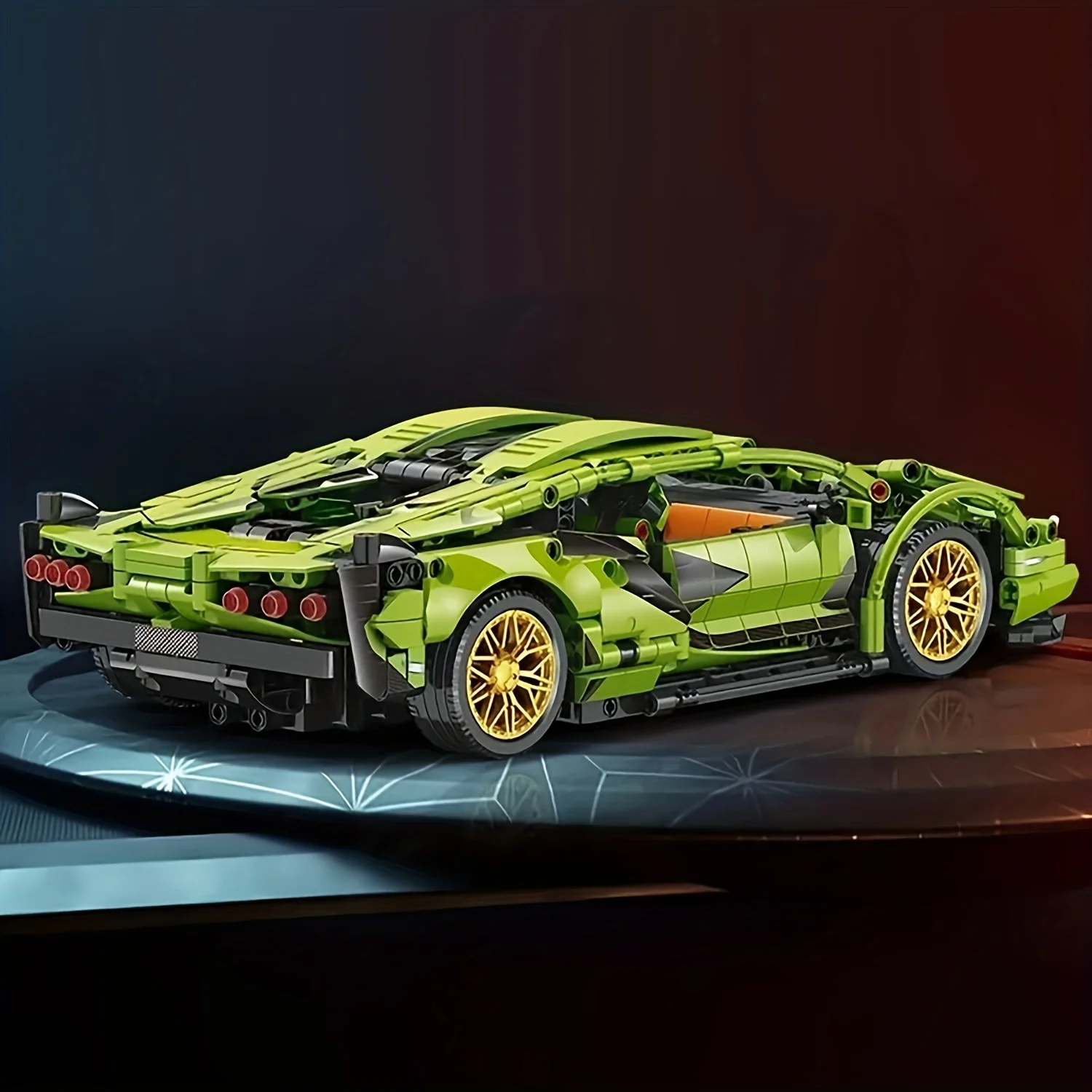Conjunto de blocos de construção de supercarro verde premium-1200 peças, brinquedo de construção ABS de alta dificuldade, modelo de carro de corrida de luxo para escritório D