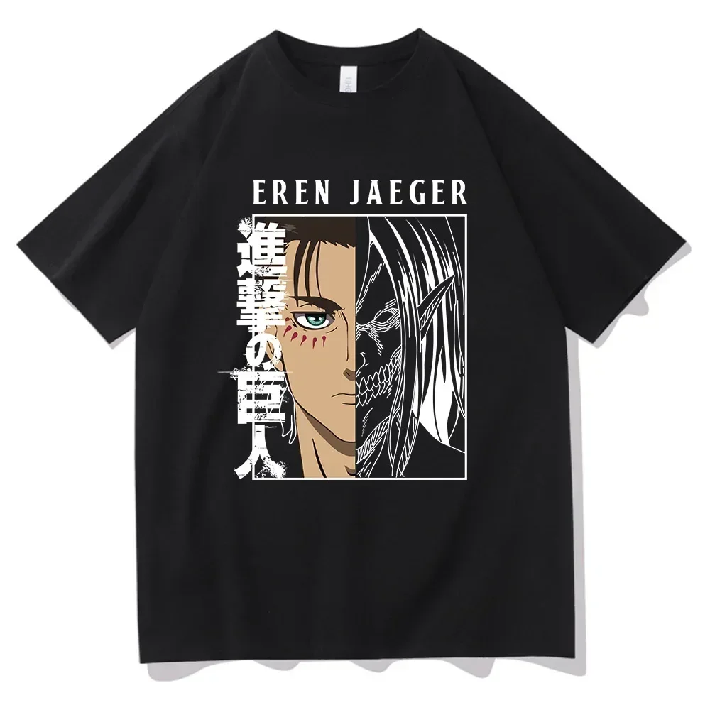 

Anime Attack On Titan T Shirt AOT Eren Yeager Graphic Print Clothes Tops Fashion Plus Size Cotton Short Sleeve Tshirt Women Men