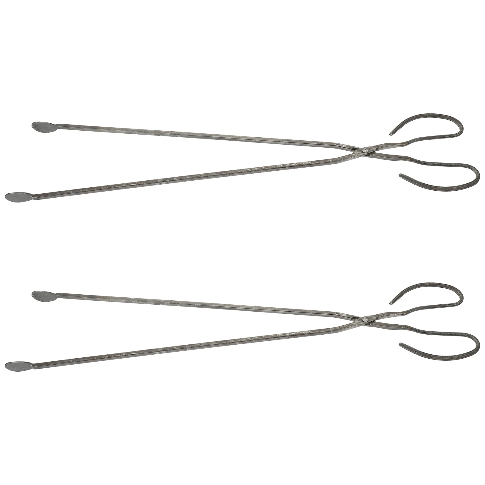 

2 Pcs Fireplace Charcoal Tongs Durable Metal Scissor Pliers Trash Pickup Clips Babecue Household Tool