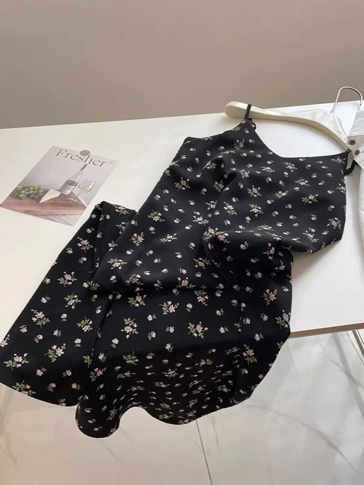 فستان Bla Floral V-ne للسيدات دكتور صيفي للتخسيس مثير بحمالات فستان كوري مناسب للأعمار من 25 إلى 29 عامًا #3