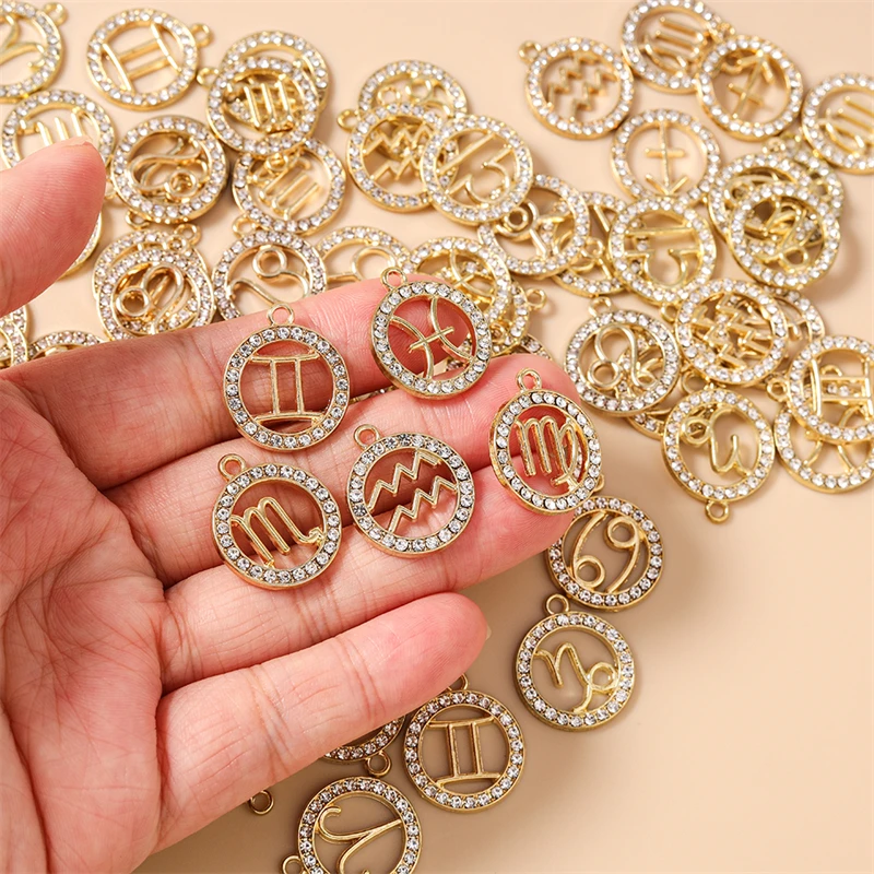 20pcs Cute Crystal Metal Constellations Charms for DIY