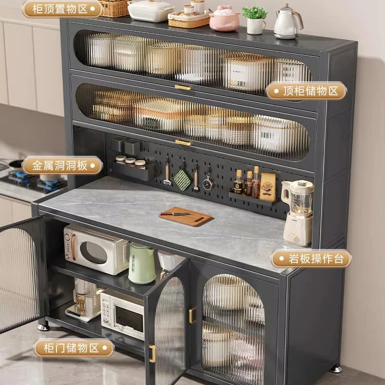

Multi-Functional Rock Plate Kitchen Cabinets Home Dining Side Wall-Mounted Storage Organization Multi-Storey Integrated Cupboard