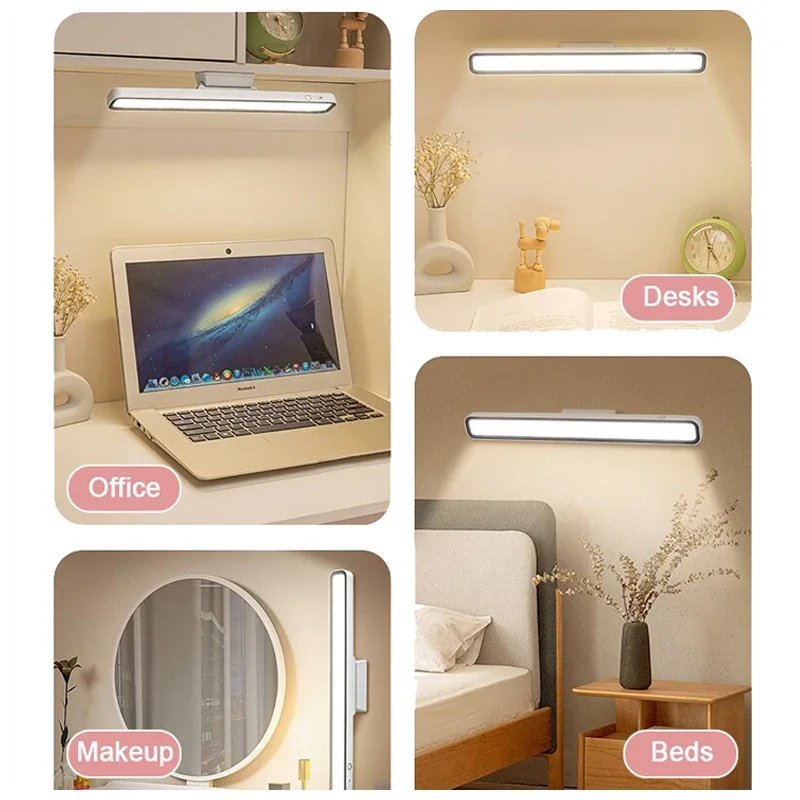 LED Desk Lamp Rechargeable Hanging Magnetic Table Lamp Remote Control Stepless Dimming Night Light for Bedroom Cabinet Wardrobe