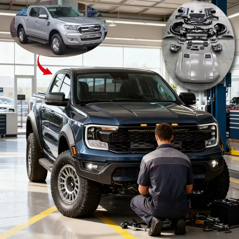 

Fits Ford Ranger T6 T7 T8 2012-2019 Facelift Kit Upgrade to T9 Raptor Hood, Bumper & Grille