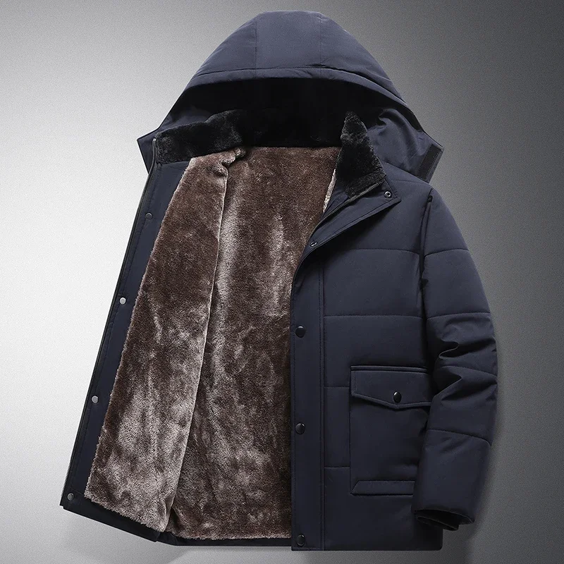 Plus Size 6XL 7XL 8XL Thicken Warm Winter Jacket Men Streetwear Business Middle aged Removed Hoodies Parkas Coats Male Clothing