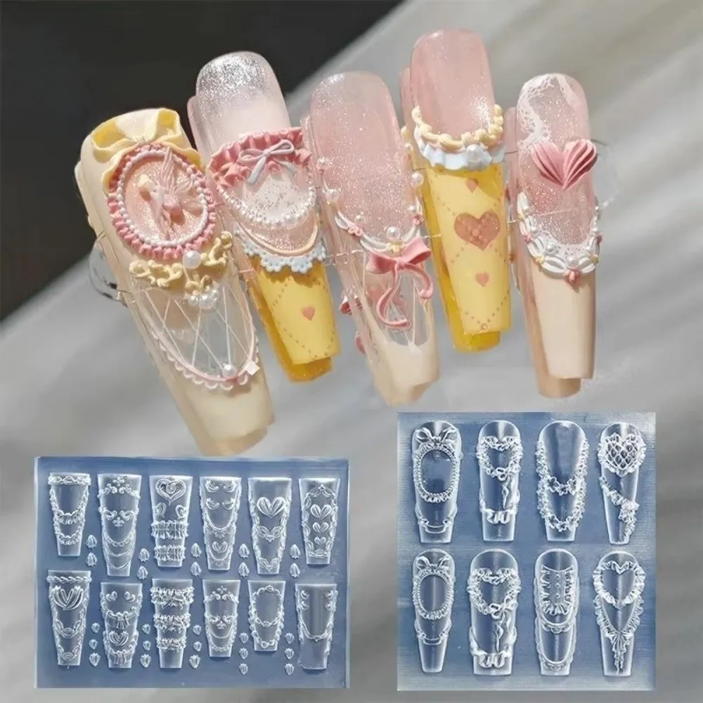 Stereoscopic Design Silicone Nail Mold Multiple Shapes Nonstick Surface Nail Art Stamping Template Hawaii Hibiscus Flower