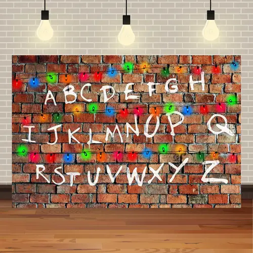 American TV Stranger Theme Background Lights Alphabet Episode Series Vinyl Banner Party Decoration Supplies Photo Prop Baby Gift - Image 9