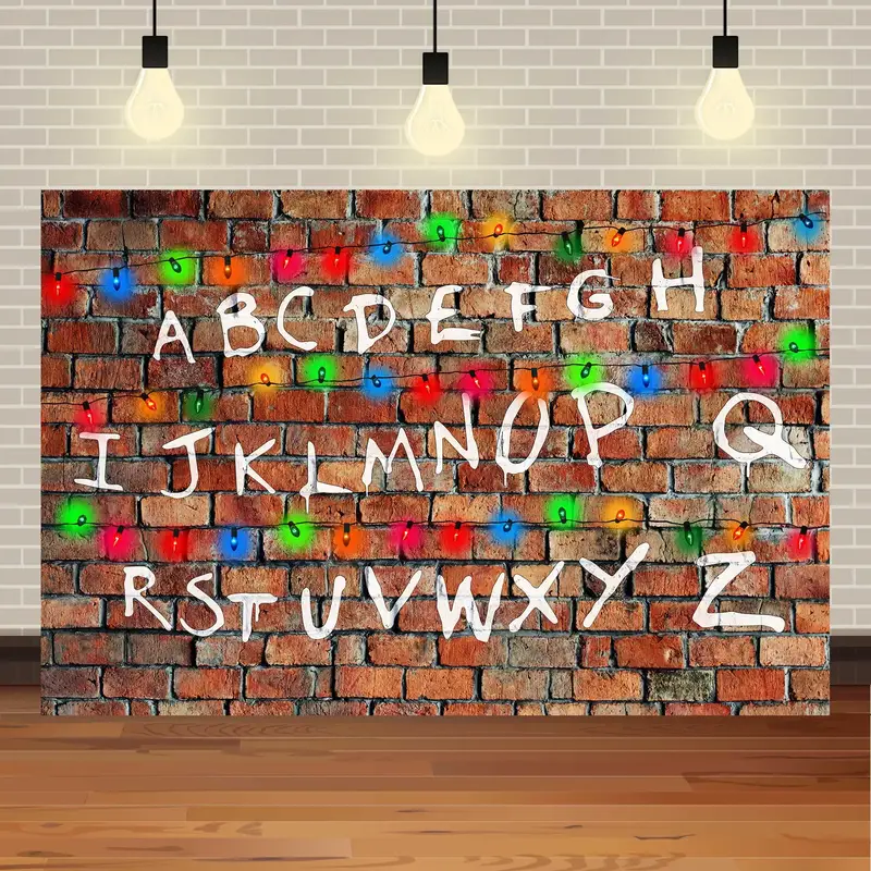 American TV Stranger Theme Background Lights Alphabet Episode Series Vinyl Banner Party Decoration Supplies Photo Prop Baby Gift - Image 9