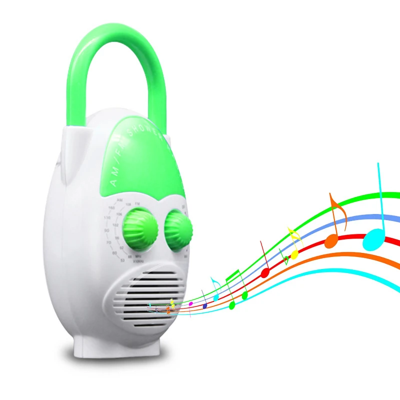 Mini AM FM Portable Shower Radio Waterproof Speaker Bathroom Radio Adjustable Volume Insert Card