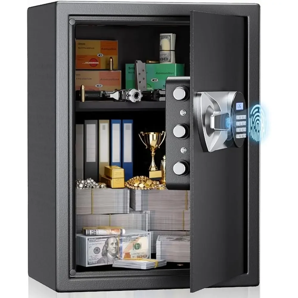 Biometric Safe Box 2.8 Cu. Ft. with Quick Access and Dual Alarm System for Home or Office Use