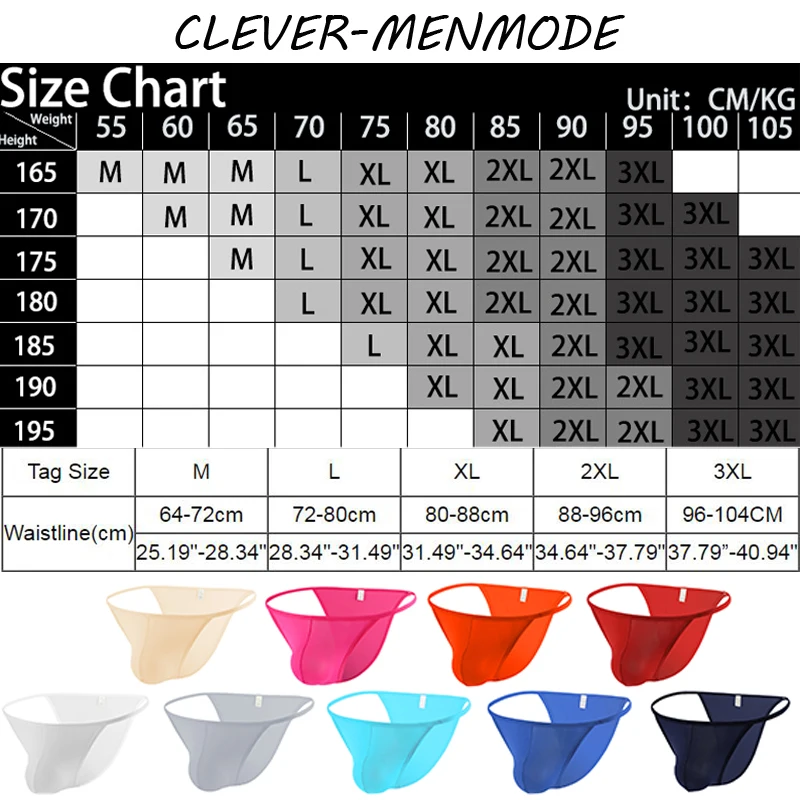 CLEVER-MENMODE saco de lingerie para homem mini cuecas de lingerie mini cuecas transparentes ultra-finas cuecas de biquíni gay suspensórios de