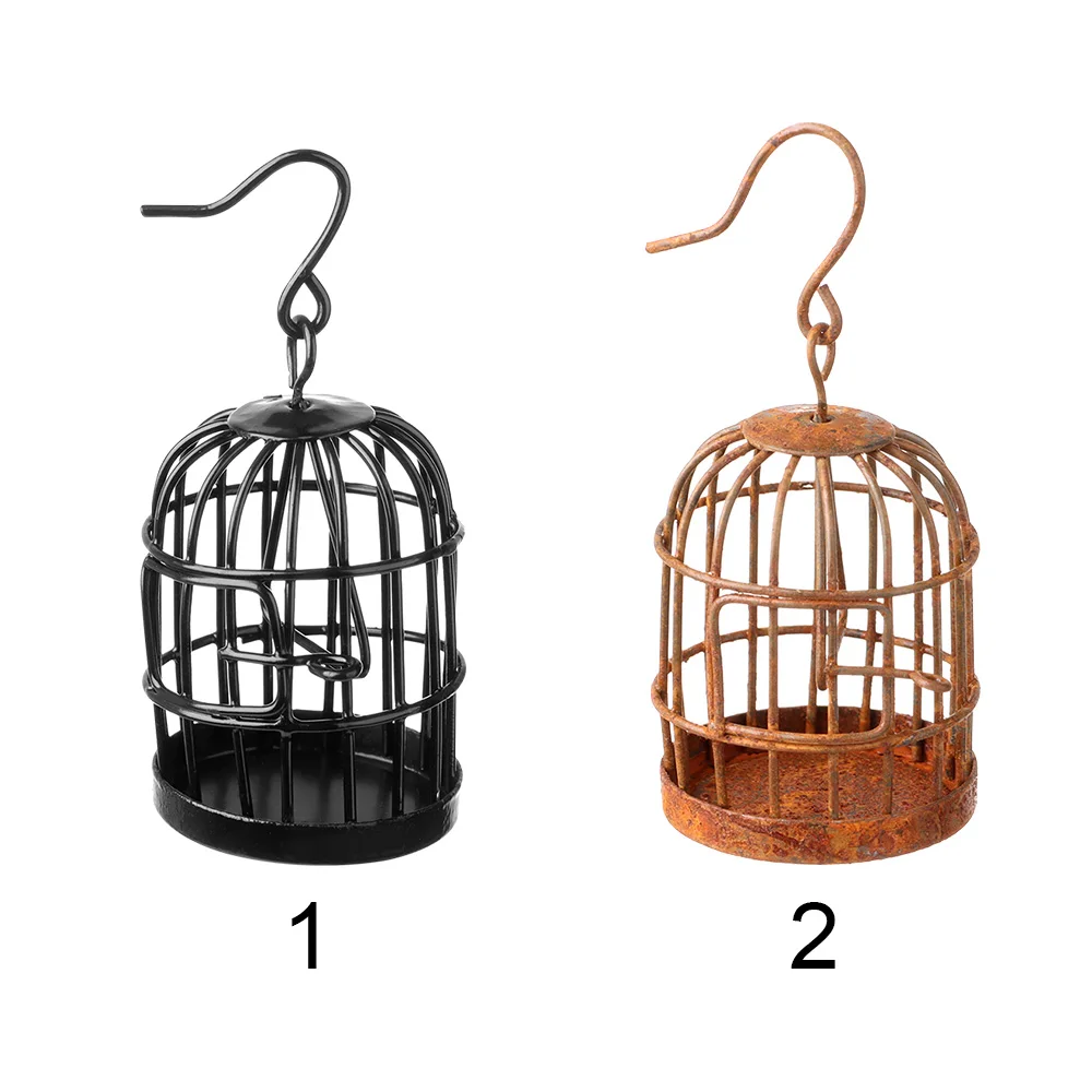 1:6 1:12 Iron Metal Bird Cage Micro Landscape Mini Doll House Ornament DIY Hollow Home Hanging Decoration Desktop Decor