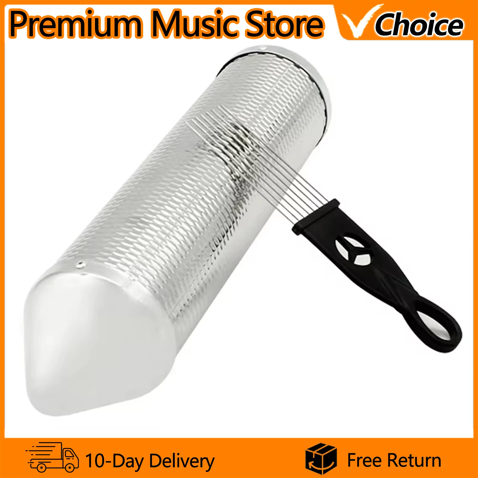 Metal Guiro Silver with Scraper Latin Merengue Percussion Music Teaching Aid Musical Percussion Instrument Tool Accessories