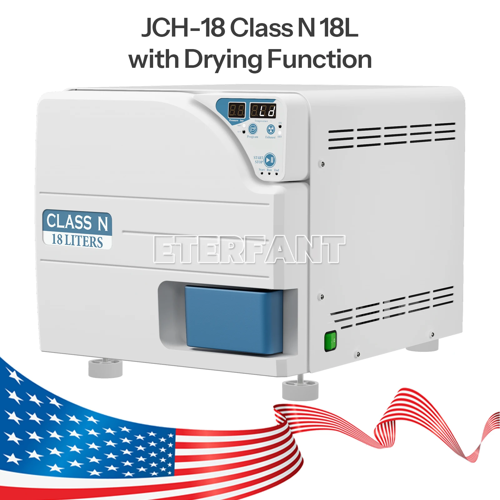 

ETERFANT 18L Class N Dental Automatic Medical Autoclave Pressure Steam Sterilizer with Drying Function JCH-18 Lock System