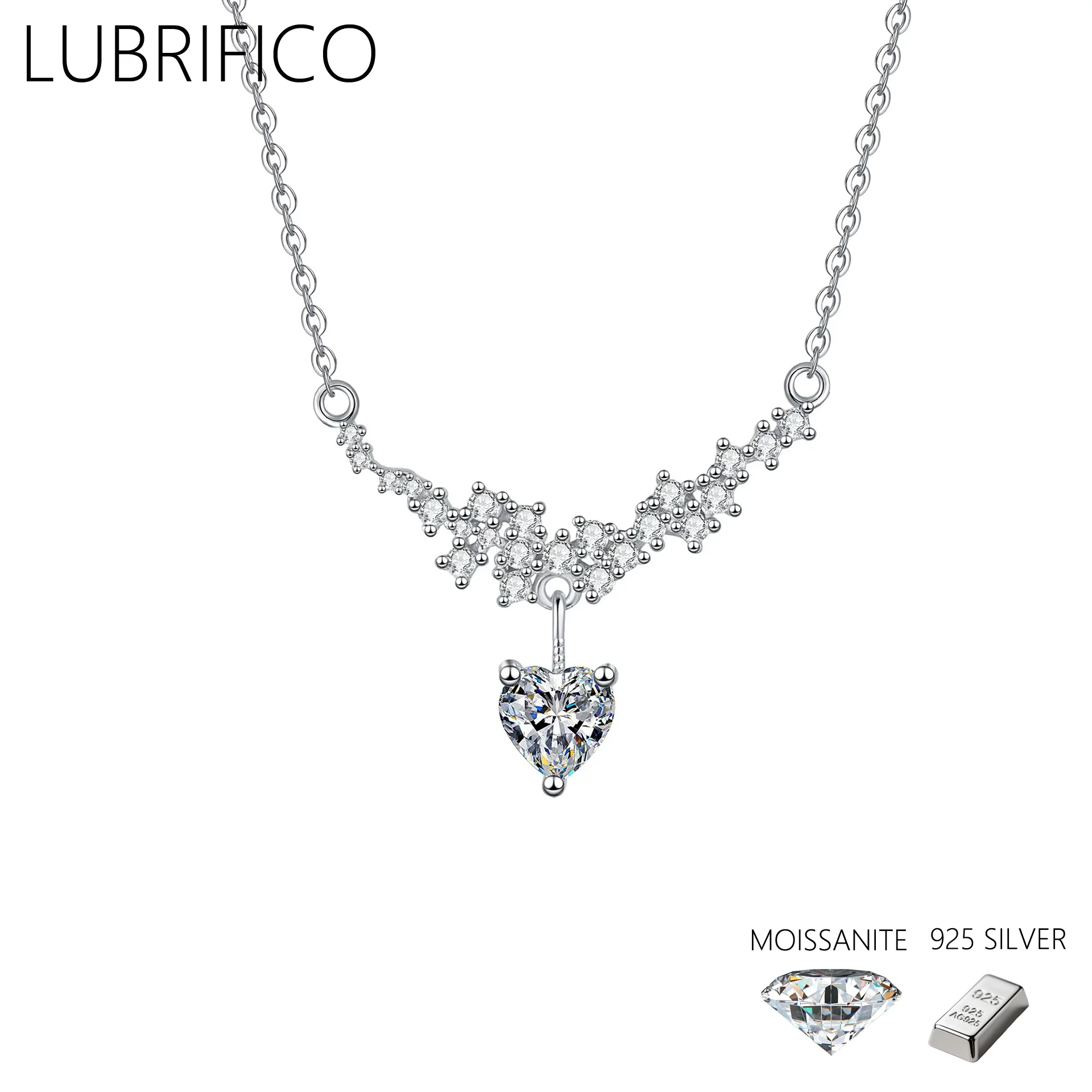 

1,0 карата Муассанит в форме звезды, ожерелье в форме сердца любви, стерлинговое серебро 925 пробы, лабораторный бриллиантовый кулон, женские подарки, свадебные ювелирные украшения