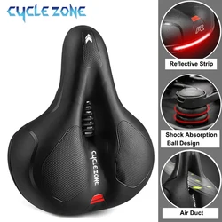 Hollow Breathable Bicycle Saddle Men Women MTB Road Bike Saddle Shock Absorbing Comfortable Big Butt Bike Seat Safety Warning