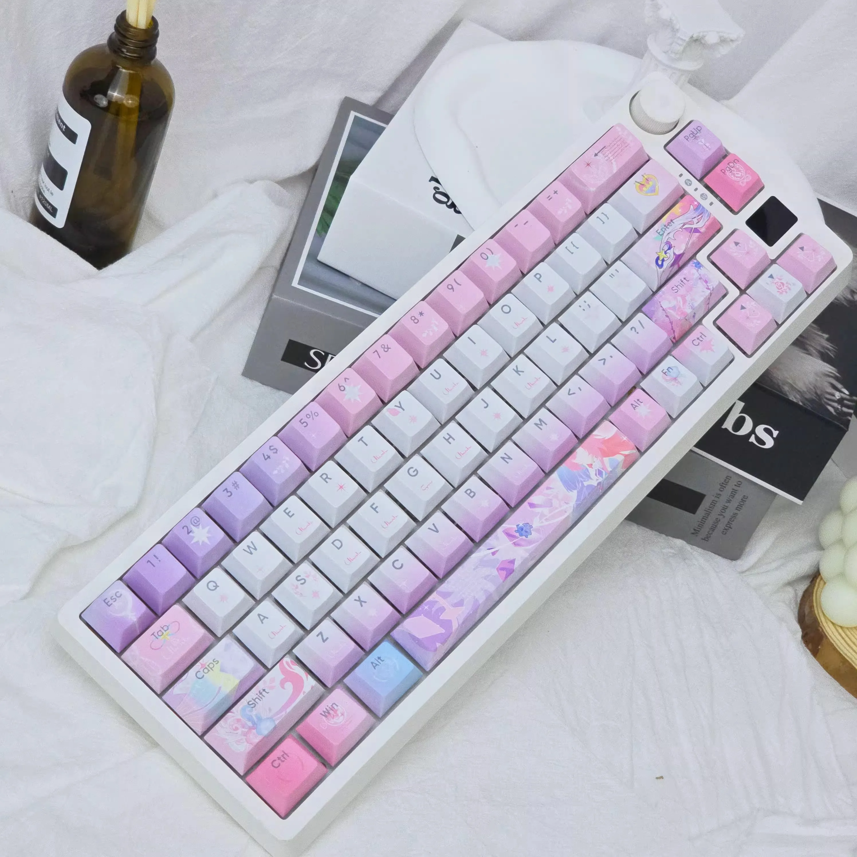 120 Keys Cyrene Keycaps Honkai Star Rail Demiurge PBT SUB Game Mechanical Keyboard DIY Keycaps Anime Accessory Cosplay Xmas Gift