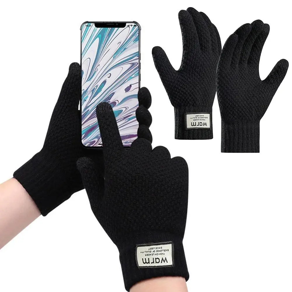 Thermo-Touchscreen-Handschuhe für Herren und Damen, Winter, warm, gestrickt, Reiten, Fahrrad, Ski, winddicht, verdickt, mit Fleece gefüttert, Fahrradhandschuhe ﻿