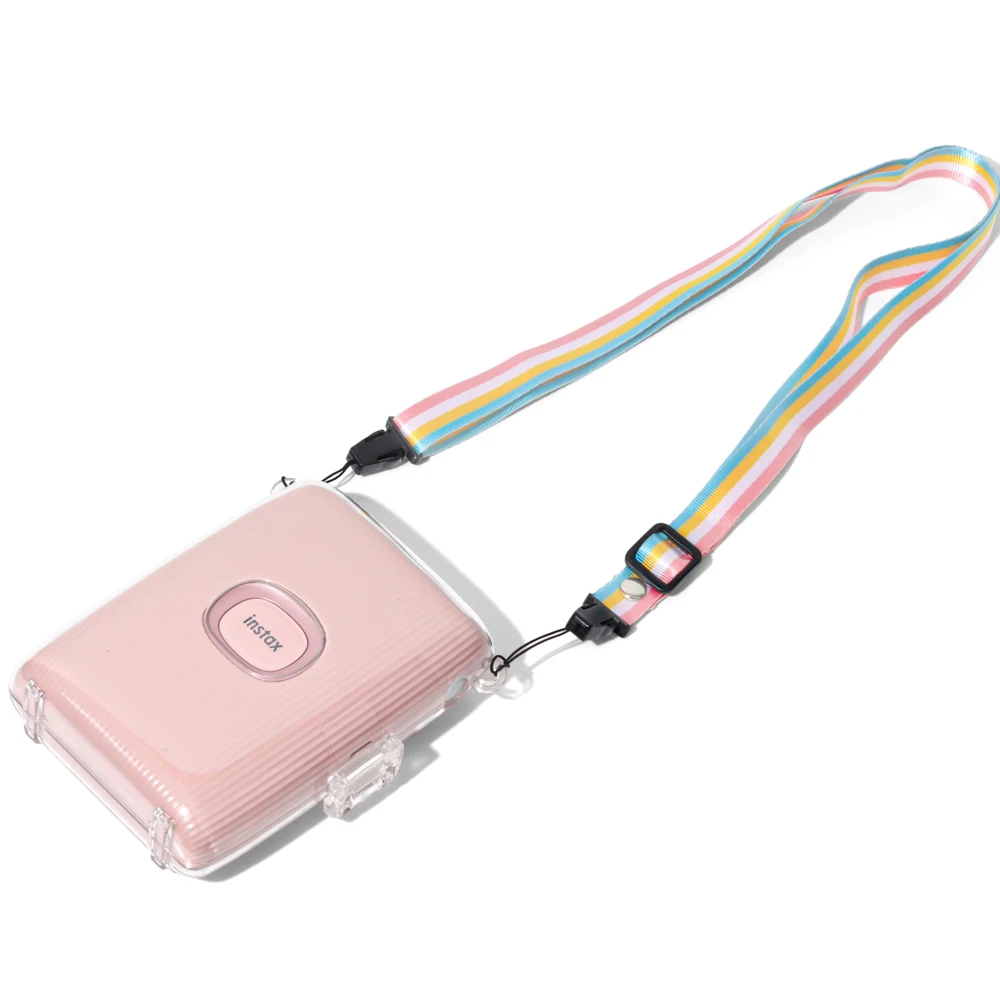 เคสคริสตัลใสสำหรับ Instax Mini Link 2, เครื่องพิมพ์ฝาครอบป้องกันกระเป๋าพร้อม Tali bahu กันตก