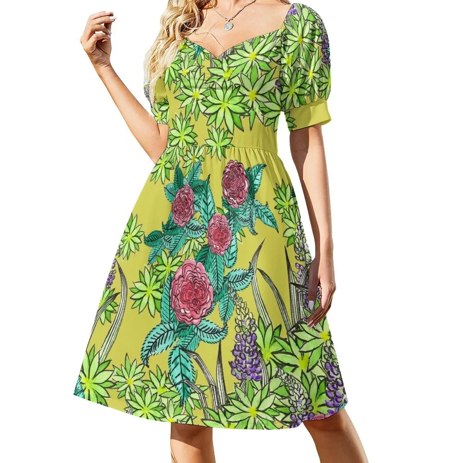 

My mother's garden Short-Sleeved Dress clothes for women summer dress woman 2025 trendy ceremony dresses