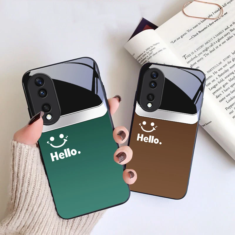 Simple cartoon pattern For Honor X6 X9c X9 X6b X8a X8 X9b X5b Plus X8b 30 Pro+ 50 Pro 70 90 200 Lite Black Glass Phone Case