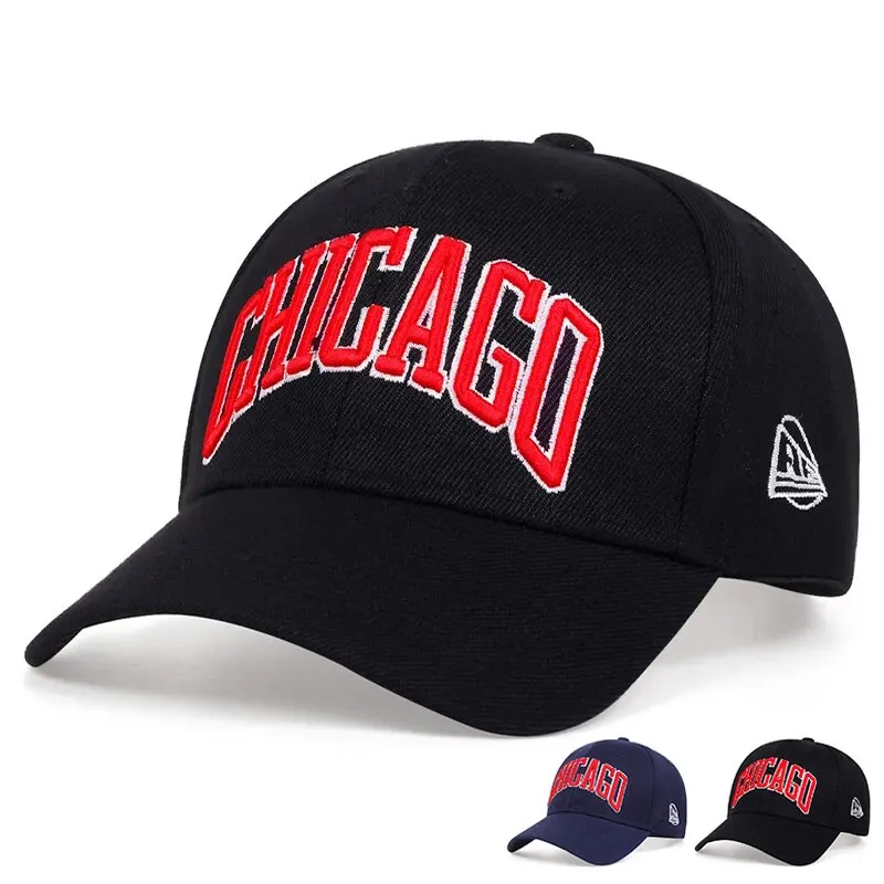 CHICAGO Letter Embroidery Baseball Caps Spring and Autumn Outdoor Adjustable Casual Hats Sunscreen Hat