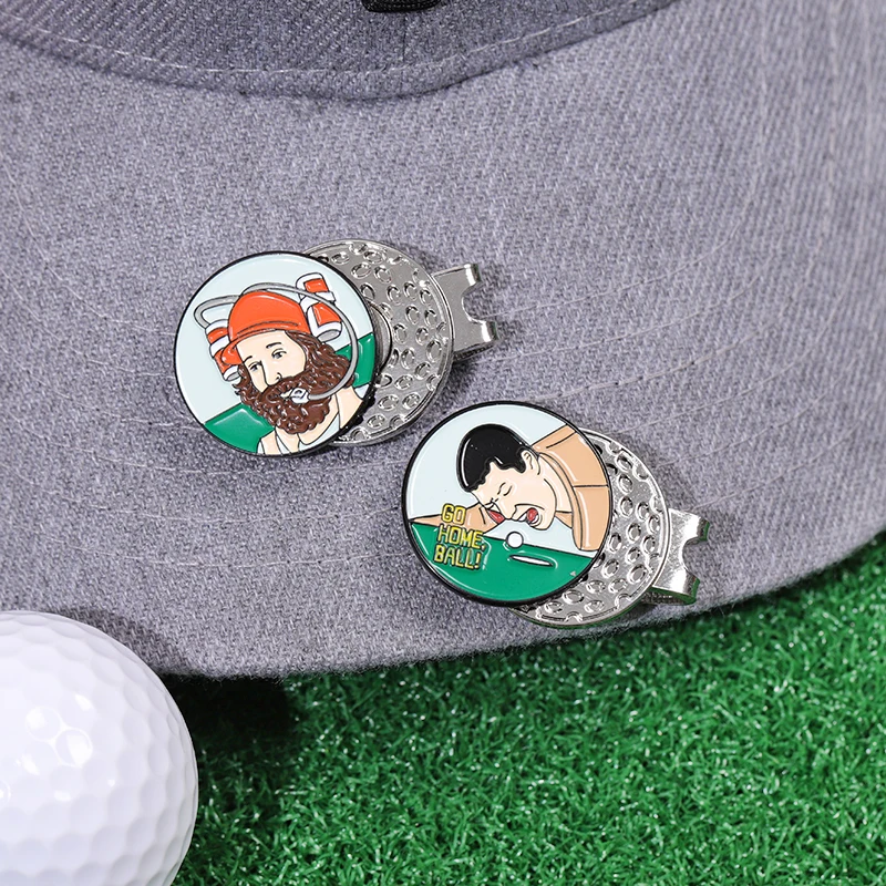 Funny Golf Hat Clip Enamel Magnetic Ball Marker Clip Baseball Cap Decorative Brooches Metal Lapel Badge Jewelry for Golf Lover