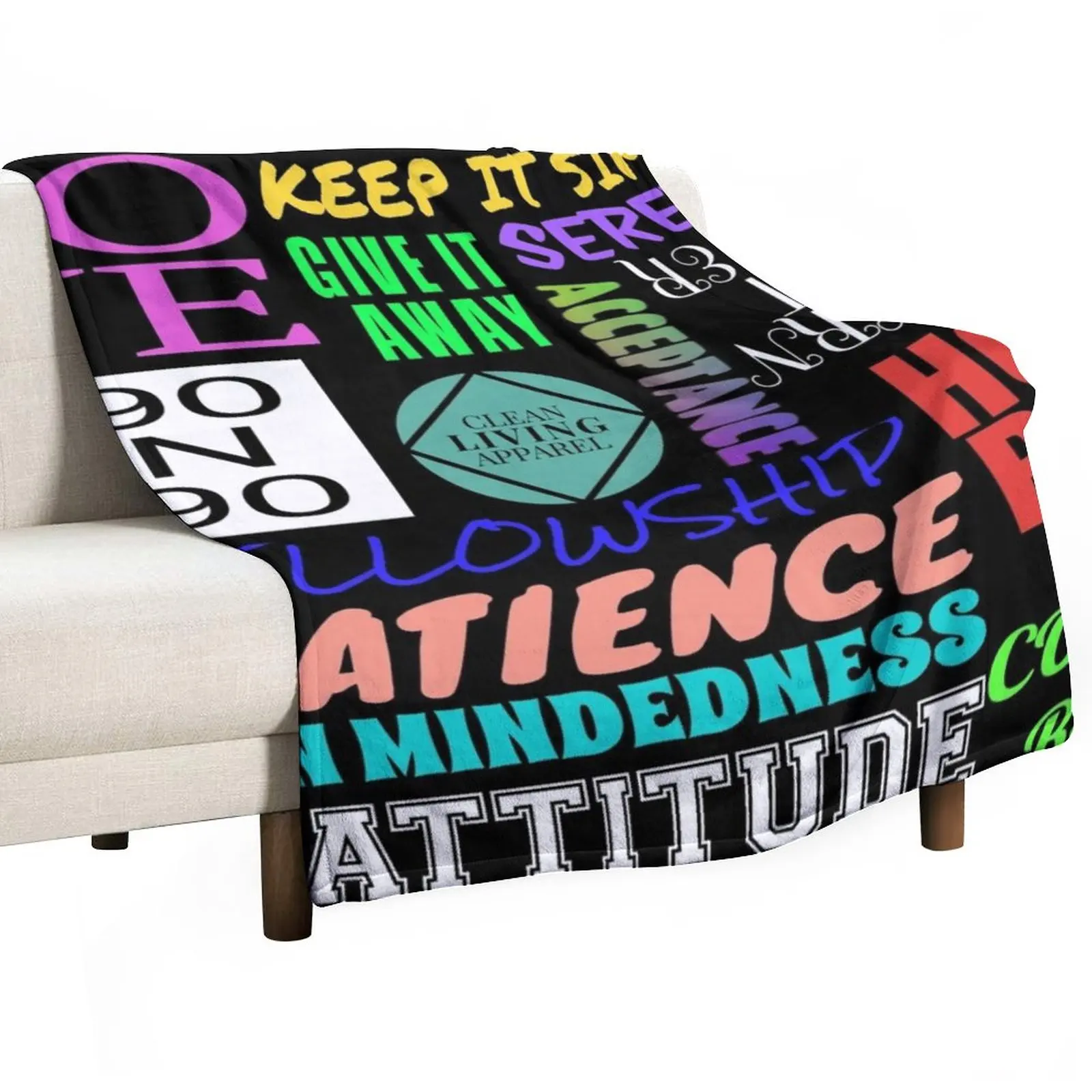 Spiritual Principles of 12 Step Recovery Program NA AA Throw Blanket Loose Blanket Designer Blankets