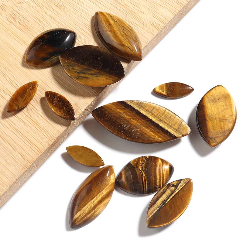 Multiple Sizes Tiger Eye Natural Stone Beads Marquise Cabochon For Ring Garment Flatback Spacers Jewelry Making Supplies