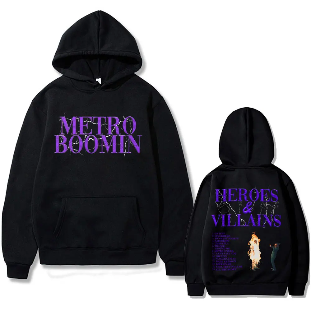 Hip Hop Rapper Metro Boomin Heroes Villains Graphic Hoodie Men Oversized Sweatshirt Male Fashion Trend Hoodies Men's Streetwear