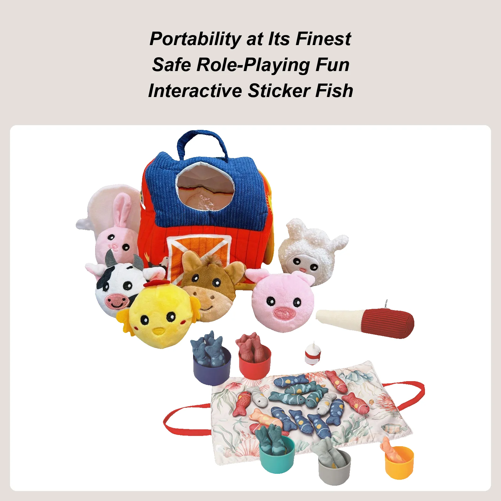 Jouet de pêche en tissu avec tasses empilables, jeu d'apprentissage préscolaire, jouets d'interaction Parent-enfant pour la maison, la salle de classe, les voyages amusants