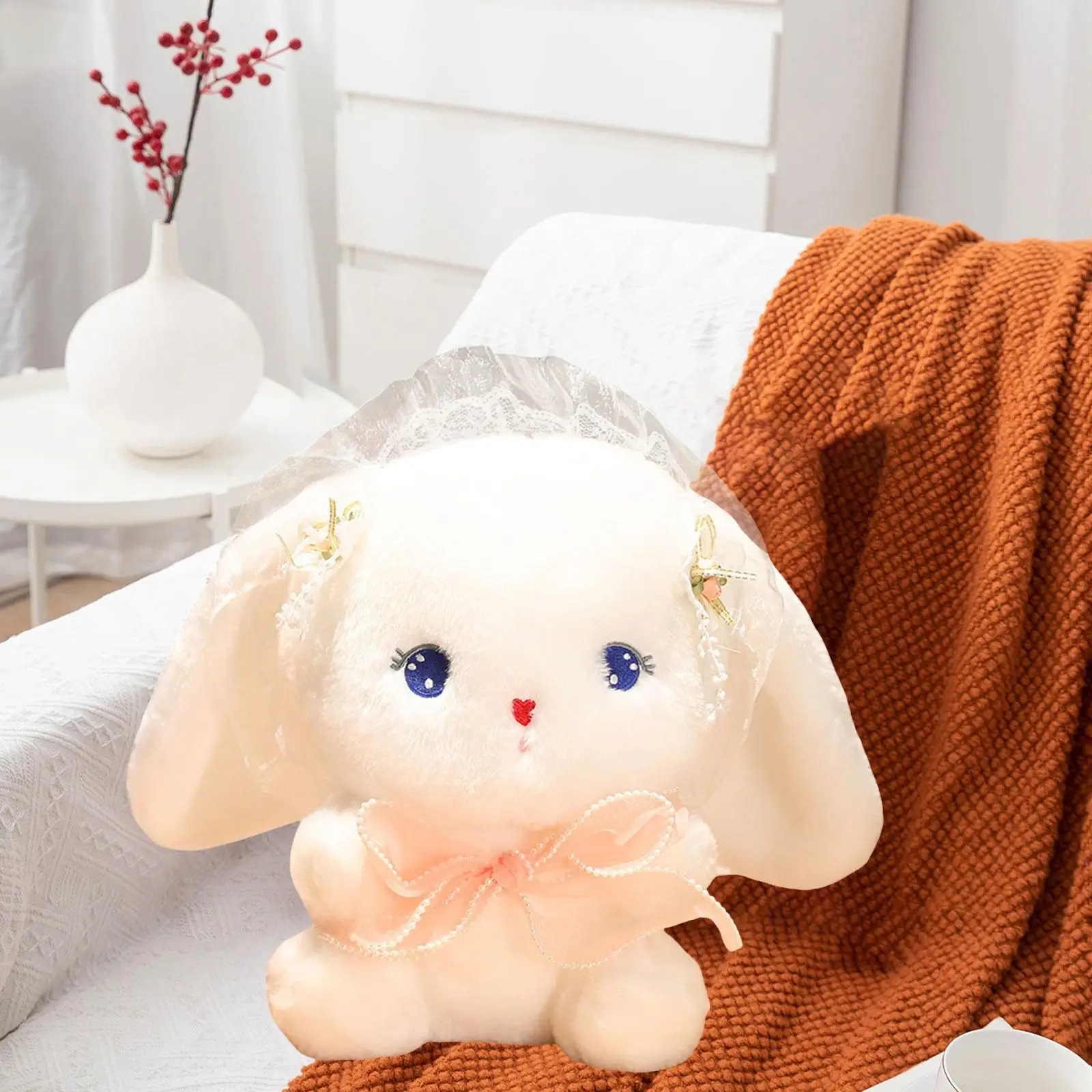 Coniglietto peluche decorazioni per la casa confortevole 9.84 pollici peluche figura coniglio peluche bambola per adulti regali bambini famiglia bambini