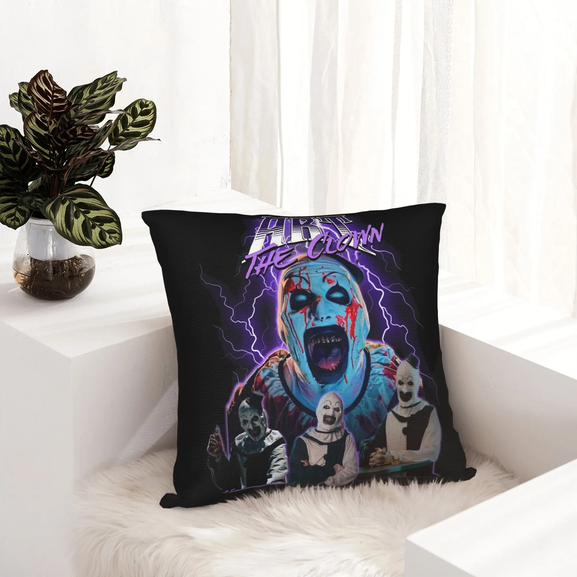 Art The Clown Bootleg Terrifier Pillowcase Printed Fabric Cushion Cover Decoration Throw Pillow Case Cover Home Zippered 40*40cm