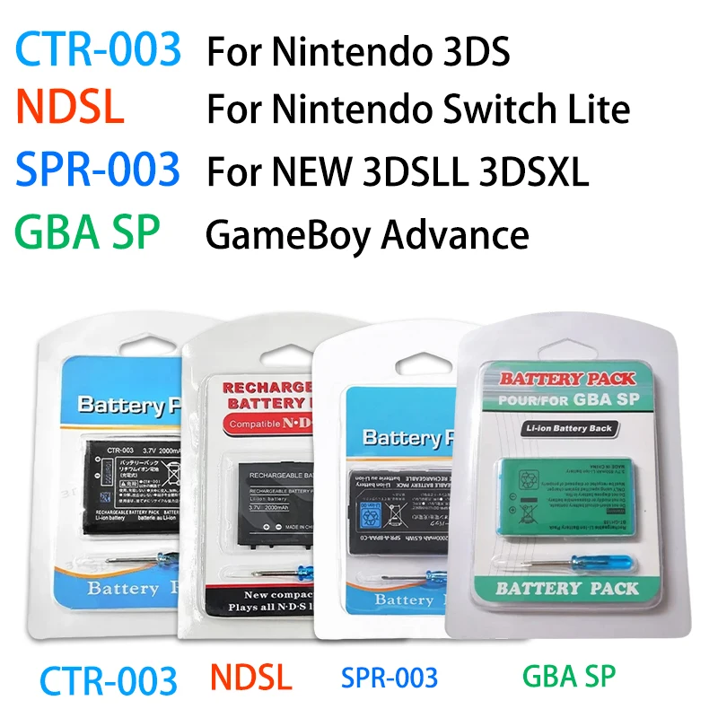 NEW CTR-003 Host Battery NDSL SPR-003 3.7V Rechargeable Lithium Batteries for 3DSLL 3DSXL N3DS 2DS GBA SP Gameboy Game Console