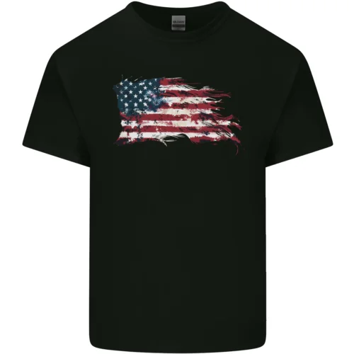 Distressed USA American Stars & Stripes Flag Mens Cotton T-Shirt Tee Top