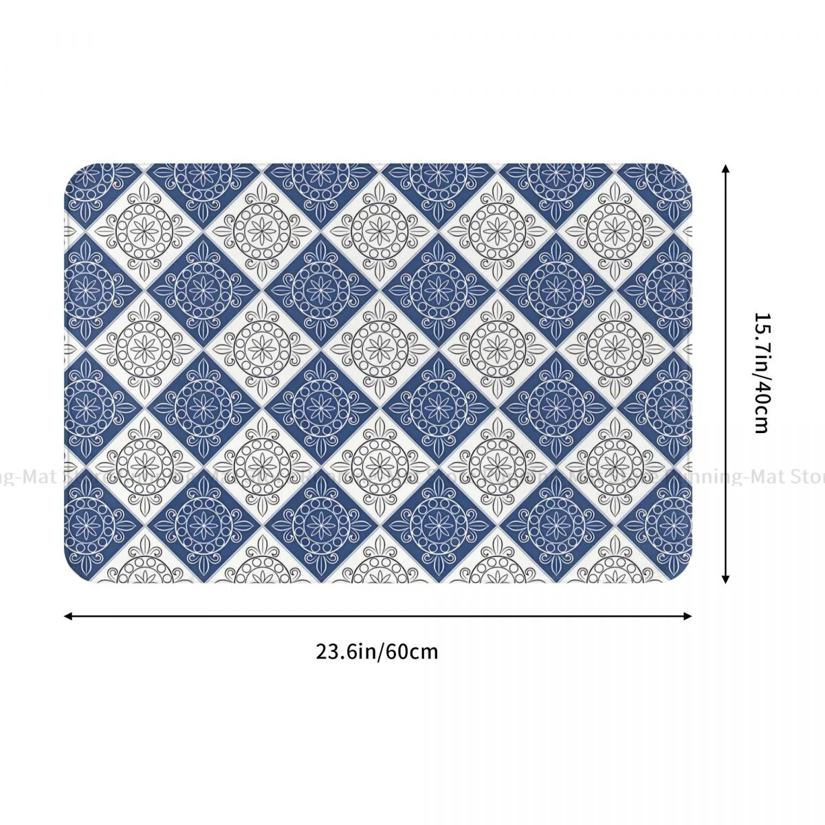 MORROCAN ART Non-slip Doormat Kitchen Mat Tile Geometric Checkered Blue And White Hallway Carpet Entrance Door Rug Home Decor