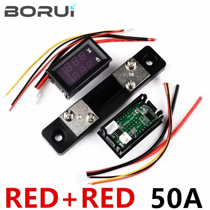 1set DC0-100V 50A LED amperometro voltmetro DC doppio Display A.V misuratore di tensione di corrente digitale rosso blu + kit deviatore di corrente