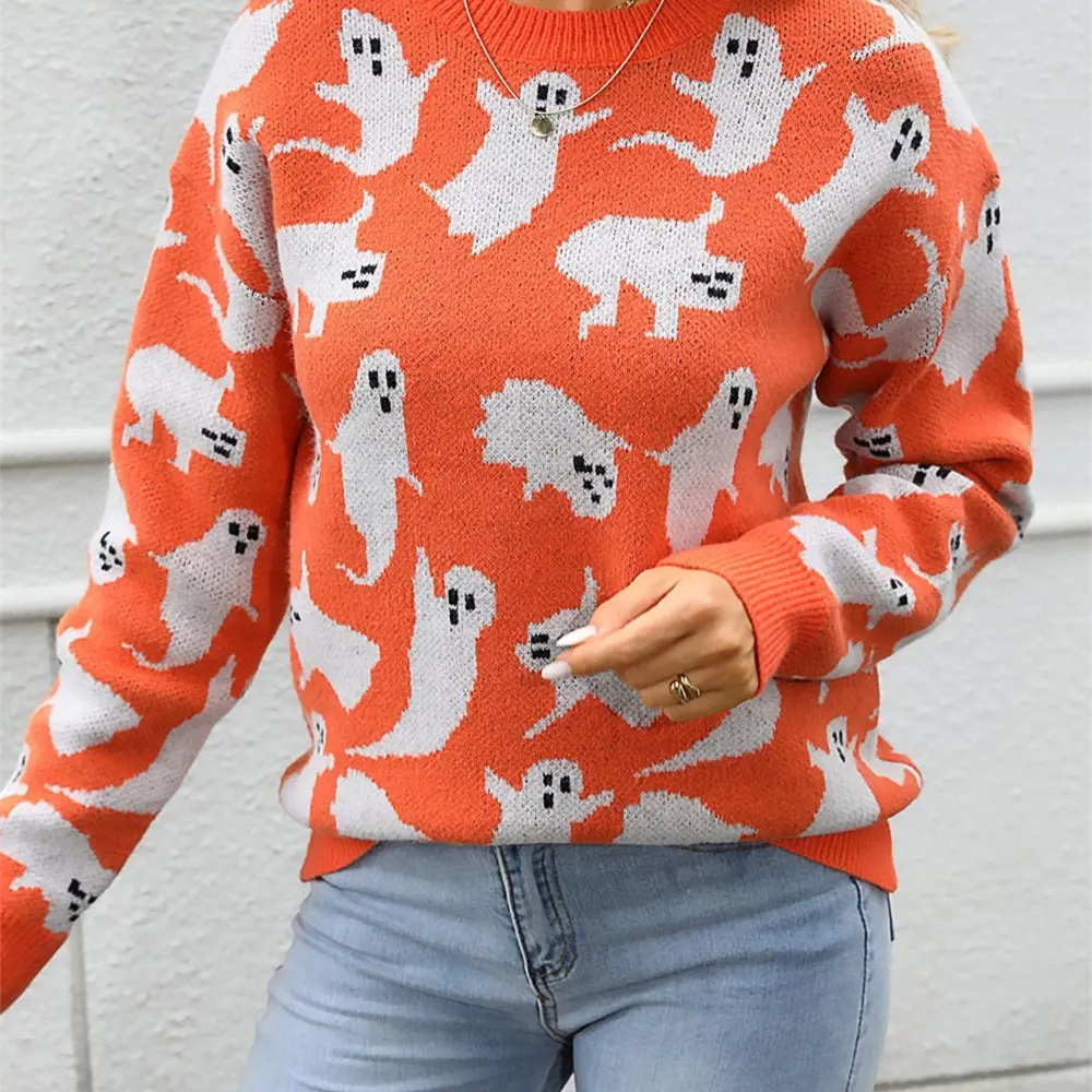 

Business Commute Style Long Sleeve round Neck Sweater Women's Fitted Design Straight Tube Sleeves No Decoration Required