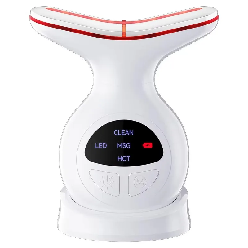 7‑in‑1 Hand‑Held LED Heating Beauty Massager for Face Neck Lifting Tightening Contouring Daily Skin Care Tool