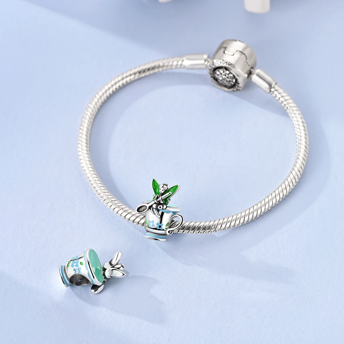 New 925 Sterling Silver Flower Spirit Teacup Charms Bead Fit Original Bracelet DIY Women Anniversary Jewelry Gift
