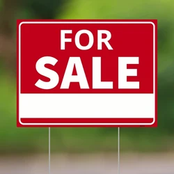 For Sale Yard Sign with Stake, 24x18/18x12 Inch - Single Sided Signs - Corrugated Plastic  for Indoor & Outdoor Lawn Decor