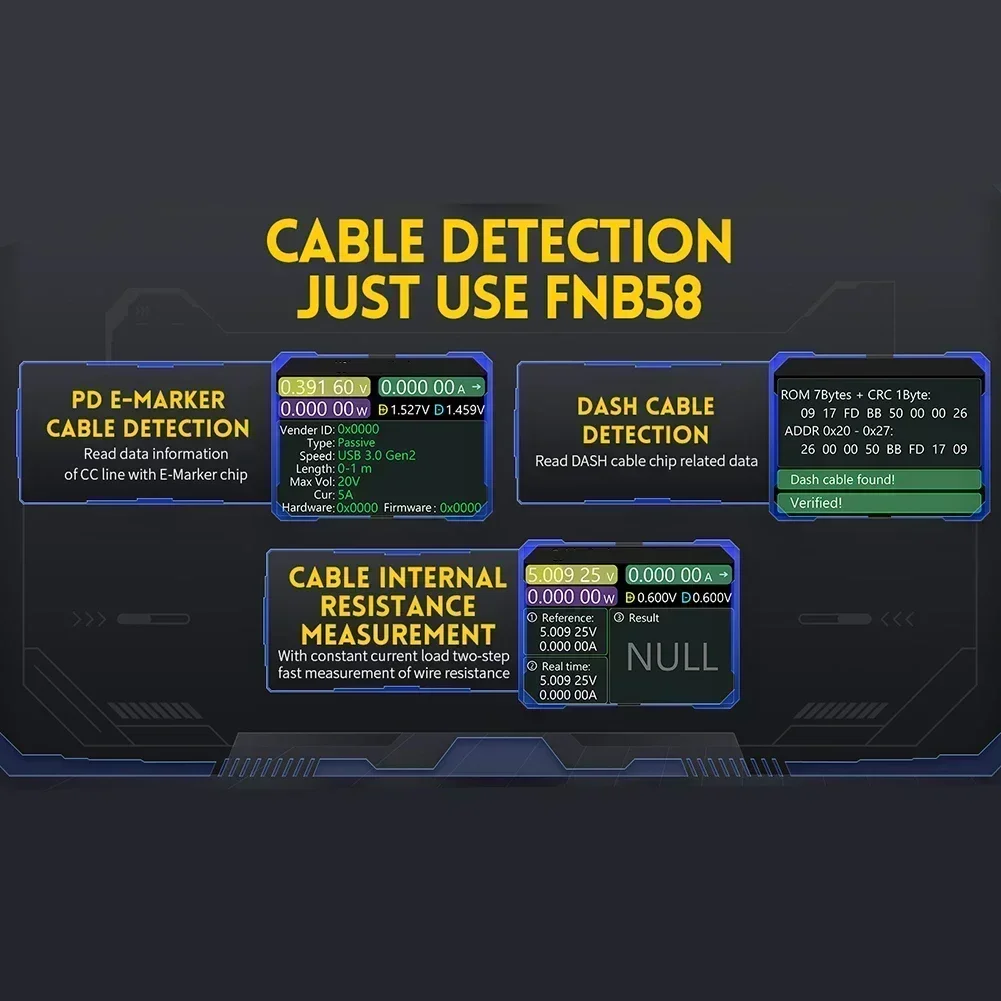 Imagem -05 - para Fnirsi Fnb58 Usb Testador de Tensão Medidor de Detecção de Corrente Multímetro de Energia Usb 428v 7a para Eletricista Suprimentos Acessórios