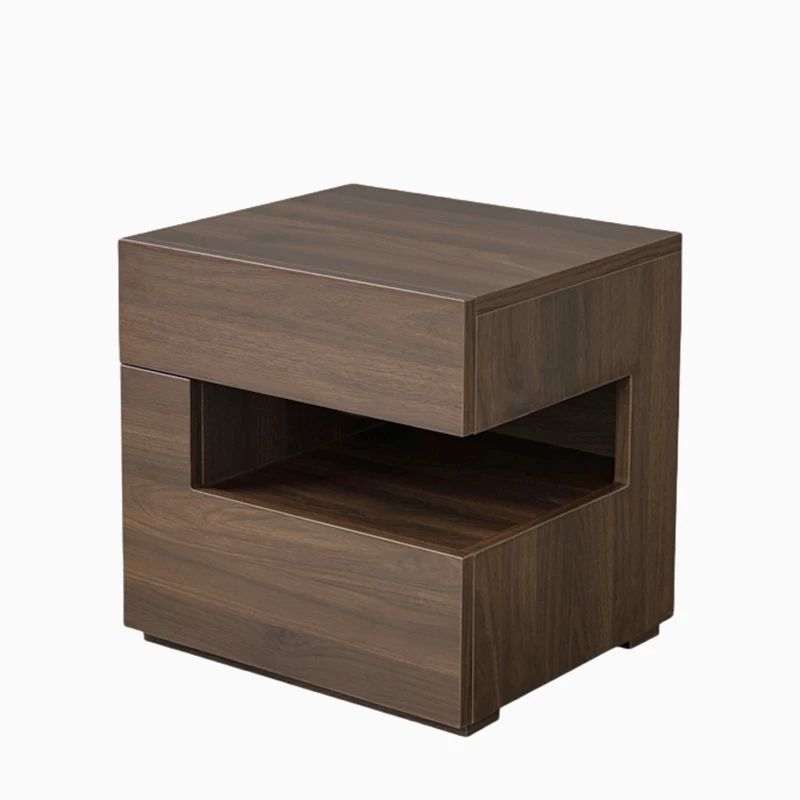 

Italian minimalist bedside table with lamp, integrated suspended bedside table